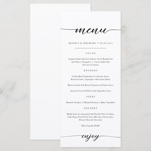 Elegante en minimalistische menukaart (Voorkant / Achterkant)