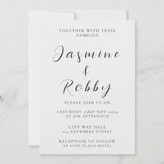 Elegante en minimalistische trouwuitnodiging kaart (Voorkant)