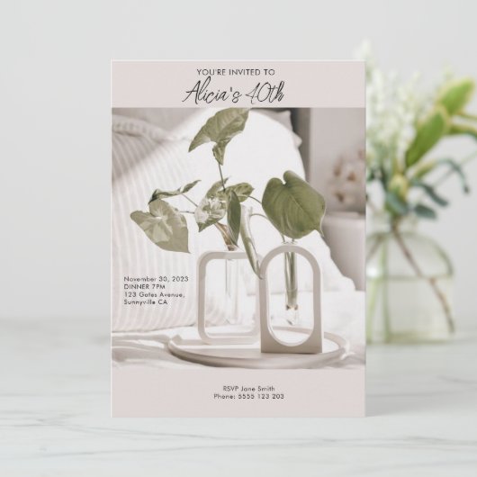 Elegante en moderne 40e verjaardag kaart (Staand voorkant)