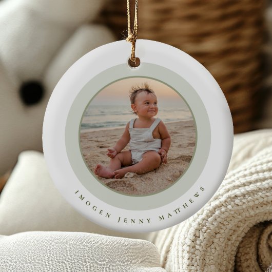 Elegante en moderne Baby's eerste kerst-aandenken Keramisch Ornament