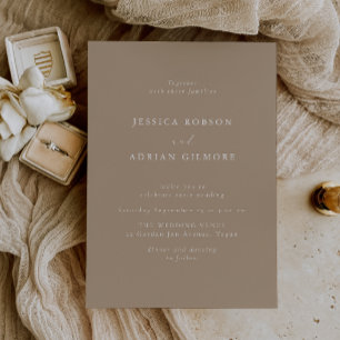 Elegante en moderne Bleke Taupe bruiloft Kaart