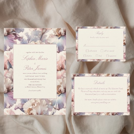 Elegante en moderne Blush en Mauve Bloem Bruiloft Kaart