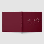 Elegante en moderne Bourgondische Script Wedding Gastenboek (Volledig)