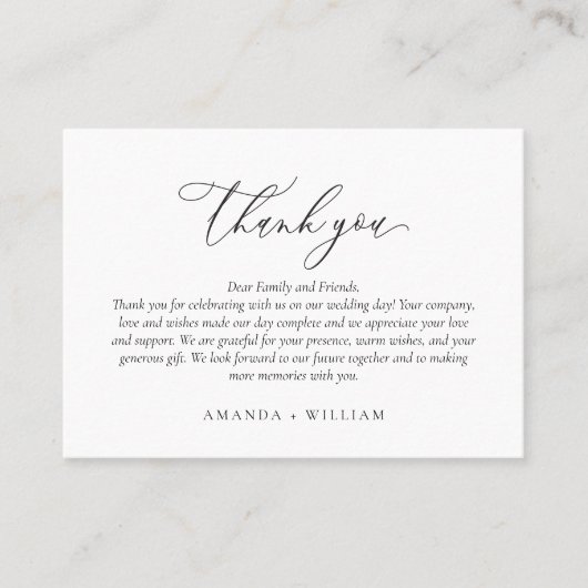 Elegante en moderne bruiloft Dank u Plaatskaartje (Voorkant)