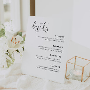 Elegante en moderne bruiloft dessertbar reclamebord met voetstuk