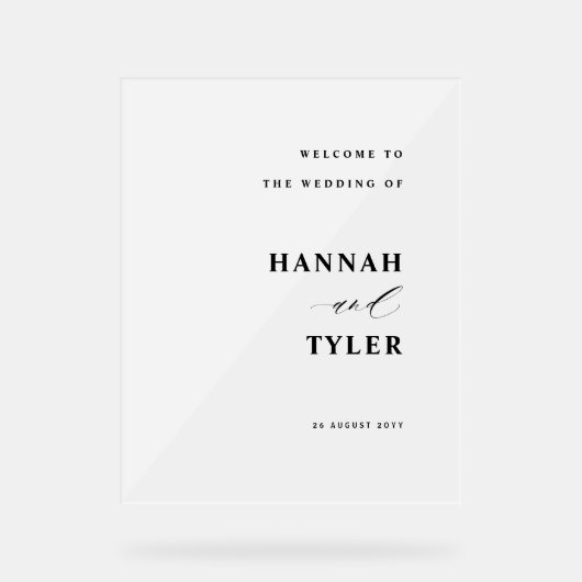 Elegante en moderne bruiloft Welkom Frosted Acryl Bord (Voorkant)