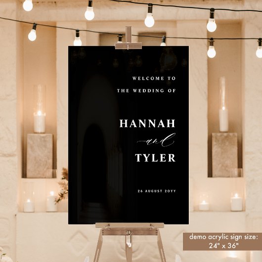 Elegante en moderne bruiloft Welkom Zwart Acryl Bord