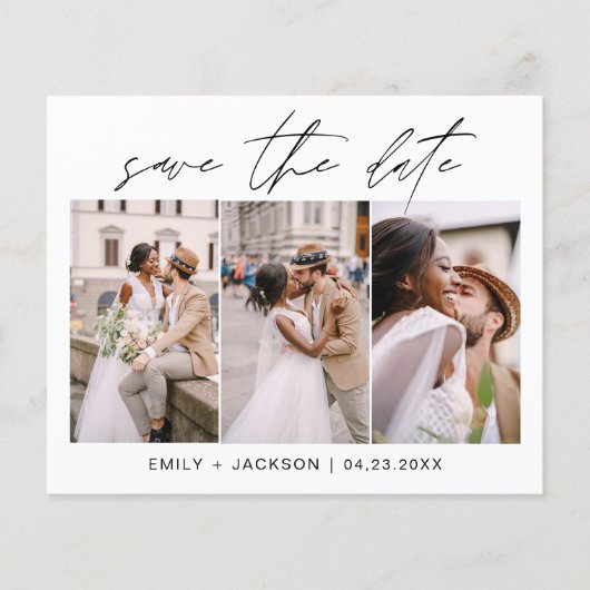 Elegante en moderne budget Save the Date 3 foto Flyer (Voorkant)