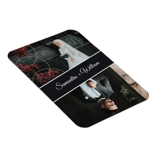 Elegante en moderne custom 2 foto bruiloft magneet (Rechterzijde)