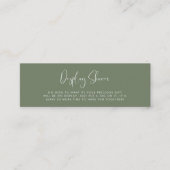 Elegante en moderne Dark Sage Display douchekaart Mini Visitekaartje (Voorkant)