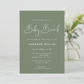 Elegante en moderne Dark Sage Green Baby Brunch Kaart (Staand voorkant)