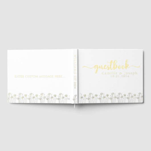 Elegante en moderne gepersonaliseerde bloemen gastenboek (Volledig)