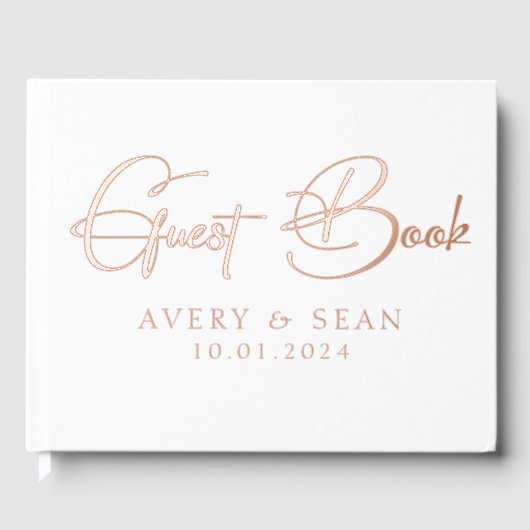Elegante en moderne gepersonaliseerde zwart en gou gastenboek (Voorkant)