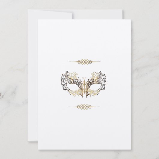 Elegante en moderne gouden Masquerade Party Verjaa Kaart (Achterkant)
