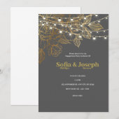 Elegante en moderne grijze en gouden trouw uitnodi kaart (Voorkant / Achterkant)