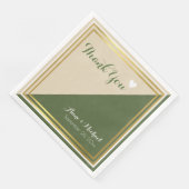 elegante en moderne, klassieke groene beige bruilo servetten (Hoek)