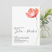 Elegante en moderne papaver rode bruiloft kaart (Staand voorkant)