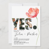 Elegante en moderne papaver rode bruiloft kaart (Voorkant)