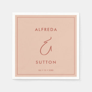 Elegante en moderne perzik bruiloft servet