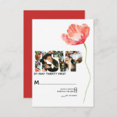 Elegante en moderne Poppy Red Wedding RSVP (Voorkant / Achterkant)