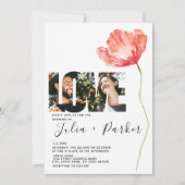 Elegante en Moderne Poppy Rode Bruiloft Liefde Kaart (Voorkant)