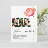 Elegante en Moderne Poppy Rode Bruiloft Liefde Kaart (Staand voorkant)