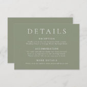 Elegante en moderne Sage Green Wedding Details Informatiekaartje (Voorkant / Achterkant)