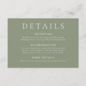 Elegante en moderne Sage Green Wedding Details Informatiekaartje (Voorkant)