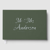 Elegante en moderne script groene bruiloft gastenboek (Voorkant)