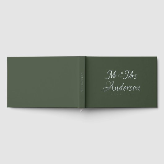 Elegante en moderne script groene bruiloft gastenboek (Volledig)