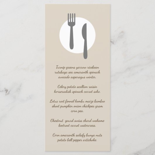 Elegante en moderne taupe maatwerk restaurant menu (Voorkant)