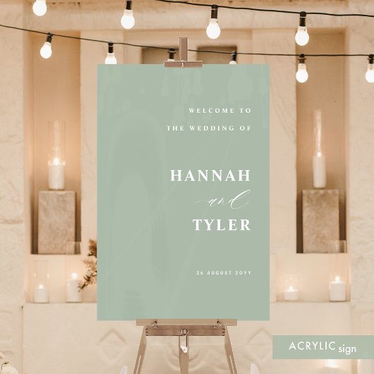 Elegante en moderne trouw-welkom lichtgroen acryl bord