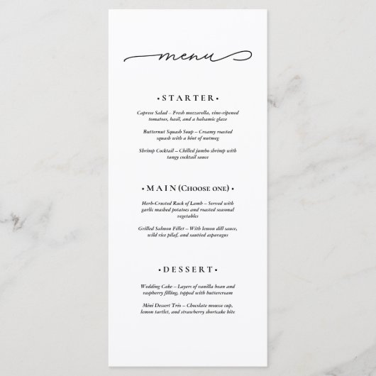 Elegante en Moderne Trouwdag Menu (Voorkant)