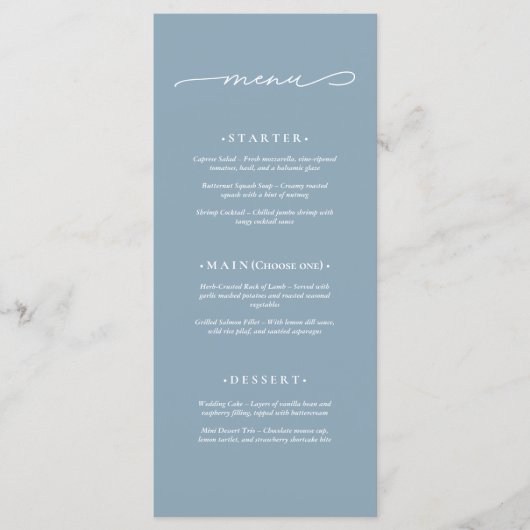 Elegante en Moderne Trouwdag Menu (Voorkant)