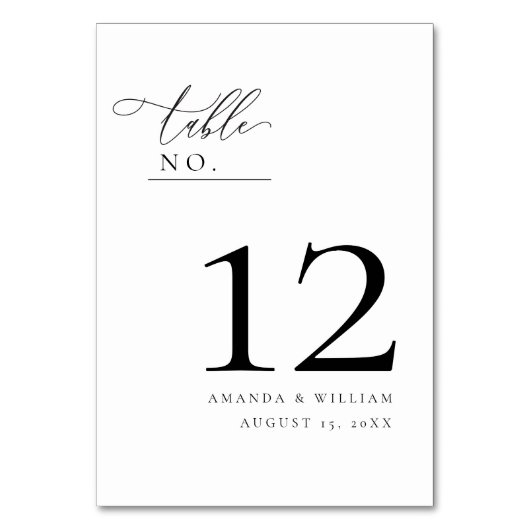 Elegante en Moderne Trouwtafel Nummer kaart (Voorkant)