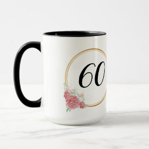 Elegante en moderne Waterverf Floral 60e verjaarda Mok