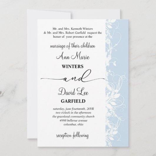 Elegante en moderne witte bloemen script bruiloft kaart (Voorkant)