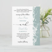 Elegante en moderne witte bloemen script bruiloft kaart (Staand voorkant)