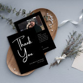 Elegante en moderne zwart-wit bruiloft bedankkaart