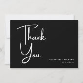 Elegante en moderne zwart-wit bruiloft bedankkaart (Voorkant)
