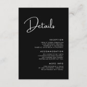Elegante en moderne zwart-wit bruiloft details informatiekaartje (Voorkant)