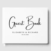 Elegante en moderne zwart-wit bruiloft gastenboek (Voorkant)