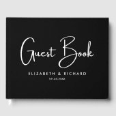 Elegante en moderne zwart-wit bruiloft gastenboek (Voorkant)