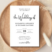 Elegante en moderne zwart-wit bruiloft kaart