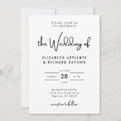 Elegante en moderne zwart-wit bruiloft kaart (Voorkant)