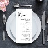 Elegante en moderne zwart-wit bruiloft menu