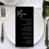Elegante en moderne zwart-wit bruiloft menu