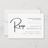 Elegante en moderne zwart-wit bruiloft RSVP kaartje (Voorkant)