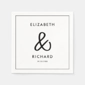 Elegante en moderne zwart-wit bruiloft servet (Voorkant)