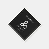 Elegante en moderne zwart-wit bruiloft servet (Hoek)